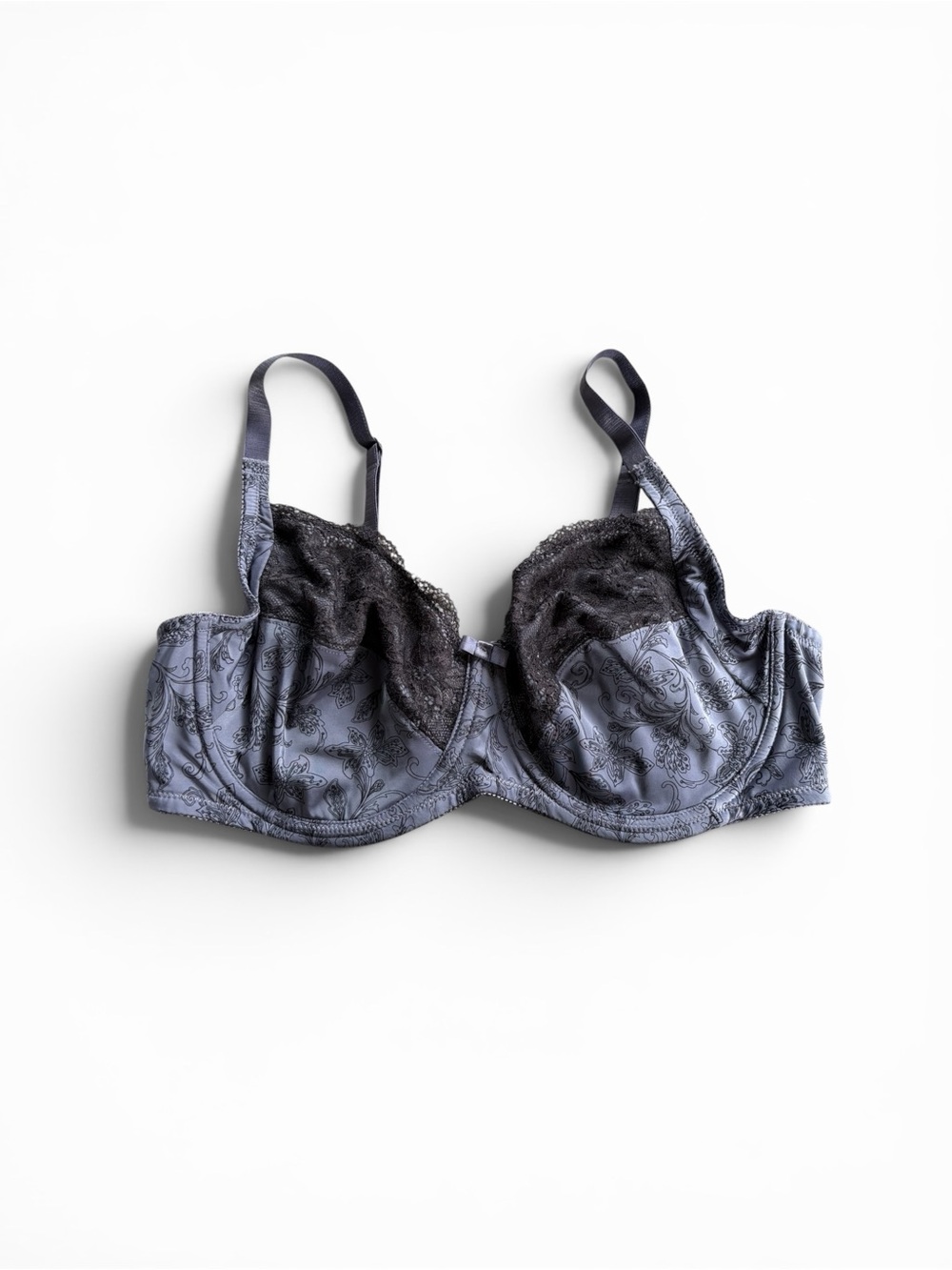 WonderBra 42C Grey Purple Floral Lace Underwire Bra